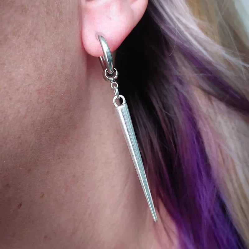 Hip Hop Punk Minimalist Rivets Cone Pendant Earrings for Men and Women