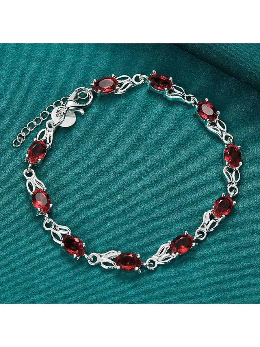 Red Crystal Chain Bracelet For Women