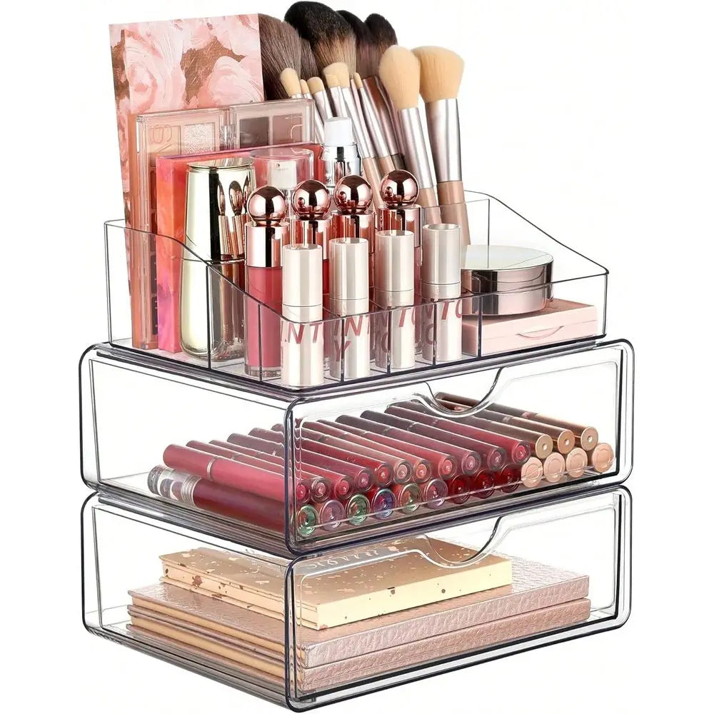 Clear Makeup Organizer With Drawers, Cosmetic Storage Display For Dresser, Countertop, And Bathroom