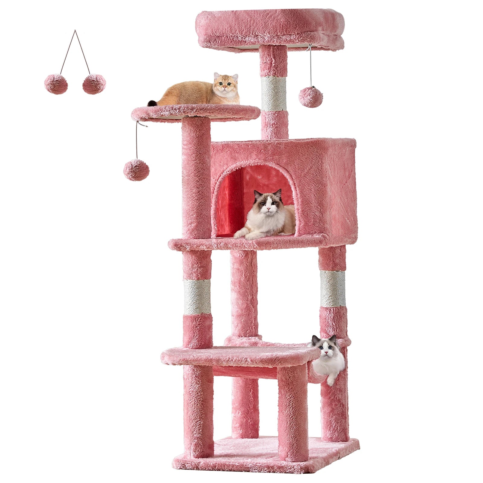 44In Cat Tree Tall Multi-Cat Climbing Tower for Cats  Natural Sisal Scratching Posts