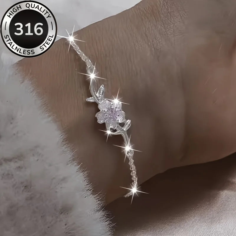 A hypoallergenic bracelet, women's cherry blossom bracelet, simple temperament and high-end jewelry