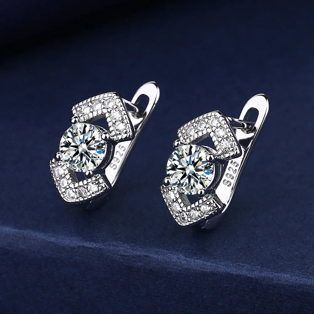 Luxury 925 Sterling Silver Earrings  High Quality White Zircon Earrings