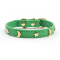 Pet Collar Rivet Star Moon Decor Small Dog Kitten PU Leather