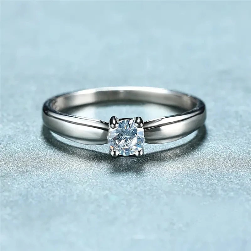 Single Round Cubic Zircon Rings for Women