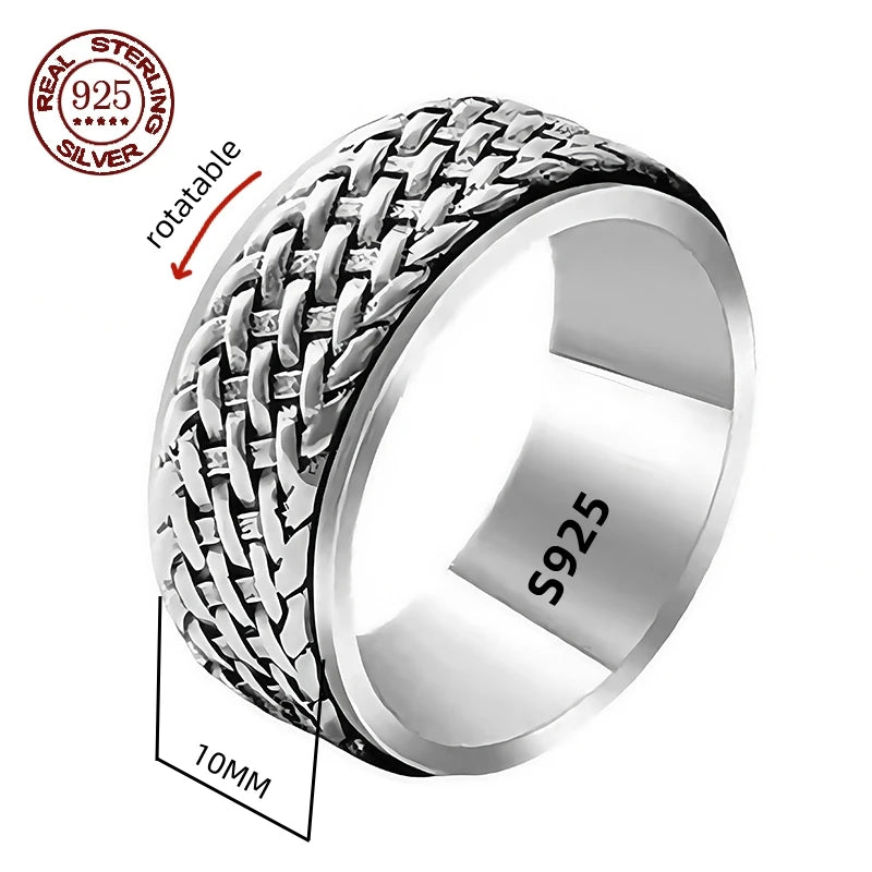 Simplicity Vintage S925 Sterling Silver Viking Rings for Men and Women