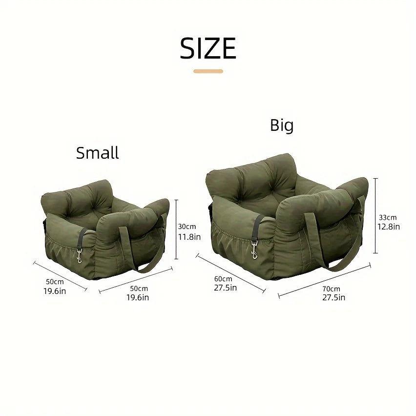 Dog Car Seat with Safety Belt - Non-Slip for Small Dogs, Washable