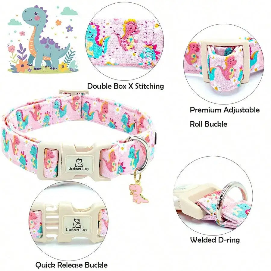 Dinosaur Cute Dog Collar, Suitable For Medium Dogs, Adjustable And Durable