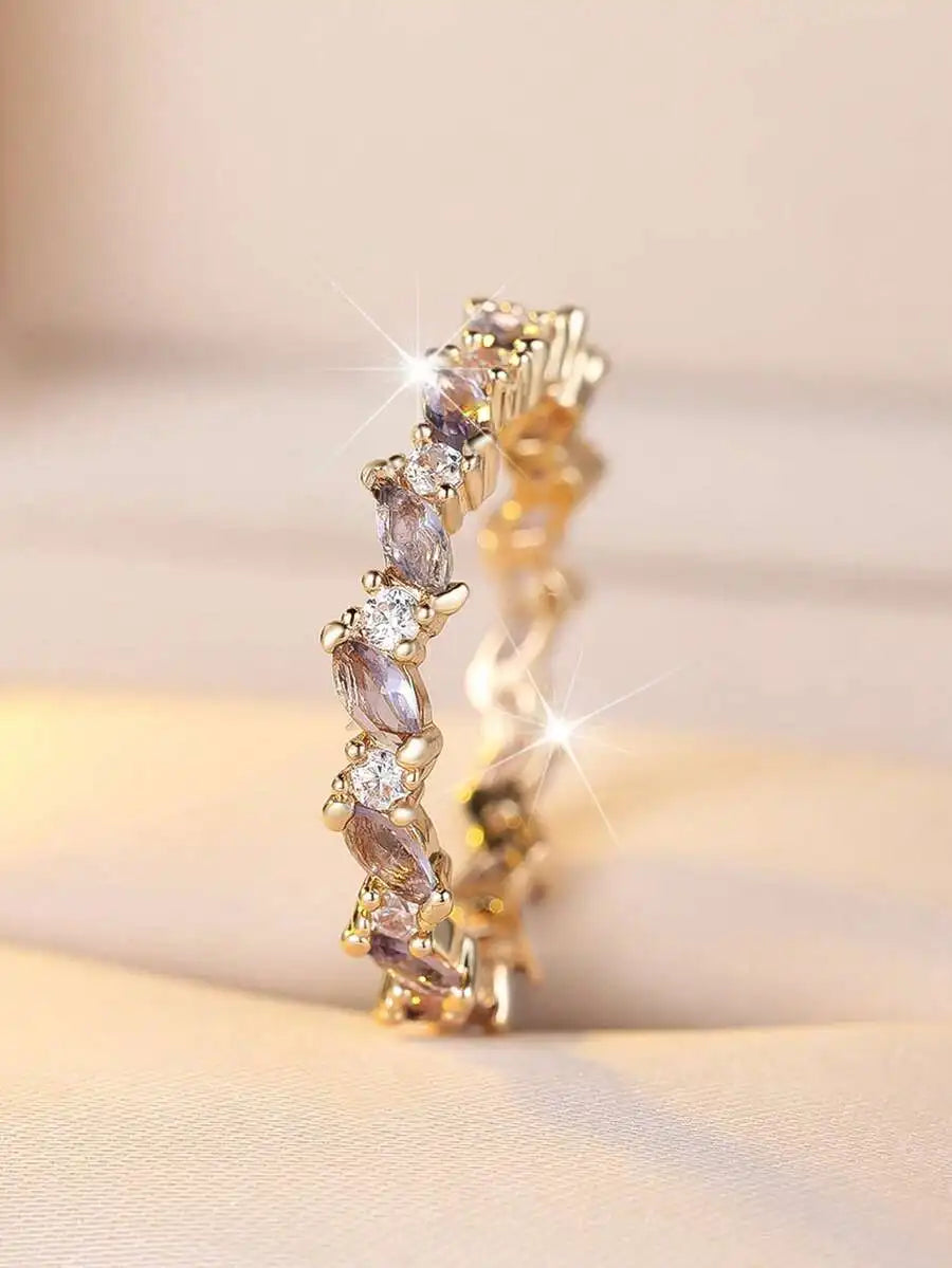 Bohemian Style Black Cubic Zirconia Full Eternity Ring For Women