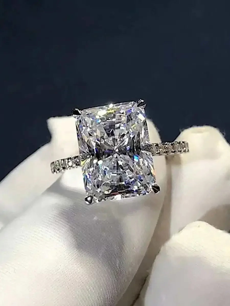 Large Rectangular Cubic Zirconia Ring For Women Fashion Statement