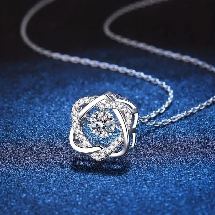 Moissanite Necklace for Women Sparkling Simulated Diamond Pendant  Heart S925 Silver Fine Jewelry