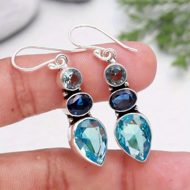 Retro and Trendy Oval Teardrop Shaped Pendant Earrings Women's Personalized and Creative Accessories Jewelry