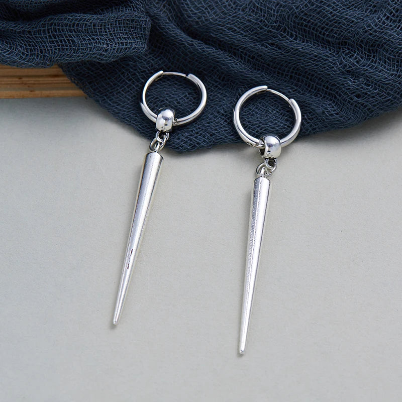 Hip Hop Punk Minimalist Rivets Cone Pendant Earrings for Men and Women