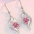 Delicate heart-shaped multi-color flash diamond earrings, smart and thin ear hooks