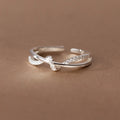 925 Sterling Silver Cross Knotting Zircon Rings For Women
