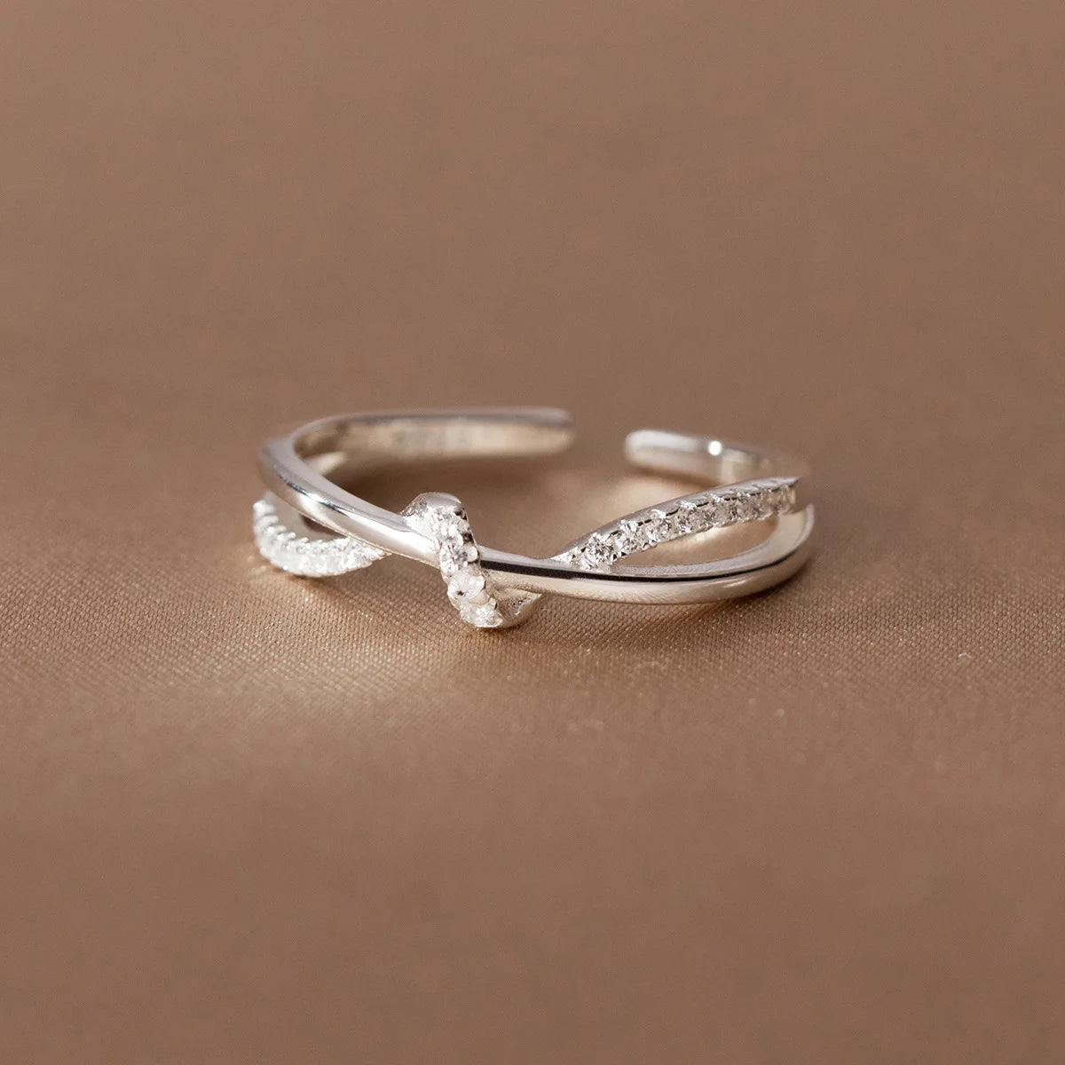 925 Sterling Silver Cross Knotting Zircon Rings For Women
