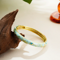 Women's Vintage Enamel Bracelet with Small Flower Design