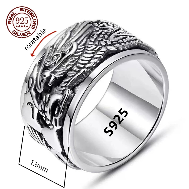 Simplicity Vintage S925 Sterling Silver Viking Rings for Men and Women