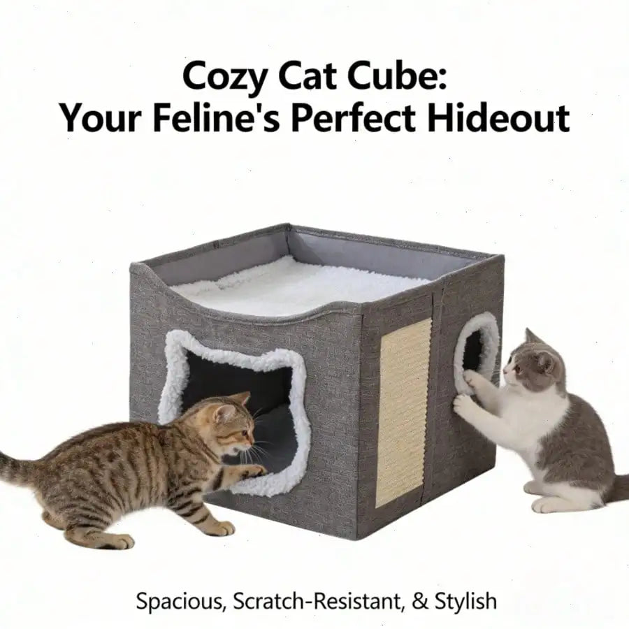 4-Season Multi-Level Cat House: Foldable Indoor Play Cube with 2-Layer Bed