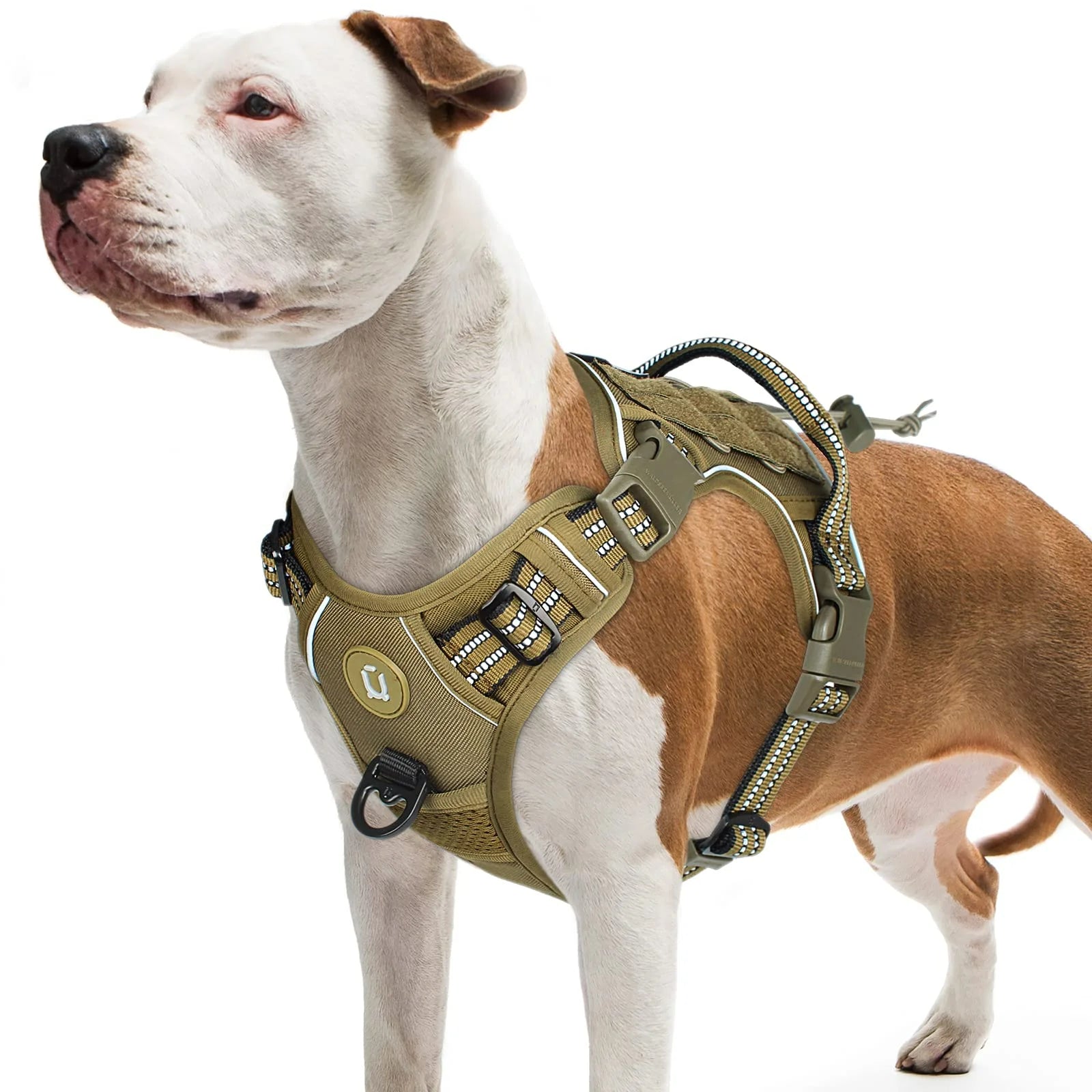 Dog Harness, No Pull Dog Harness, Adjustable Breathable MOLLE Dog Vest Harness for Medium Large Dog Reflective