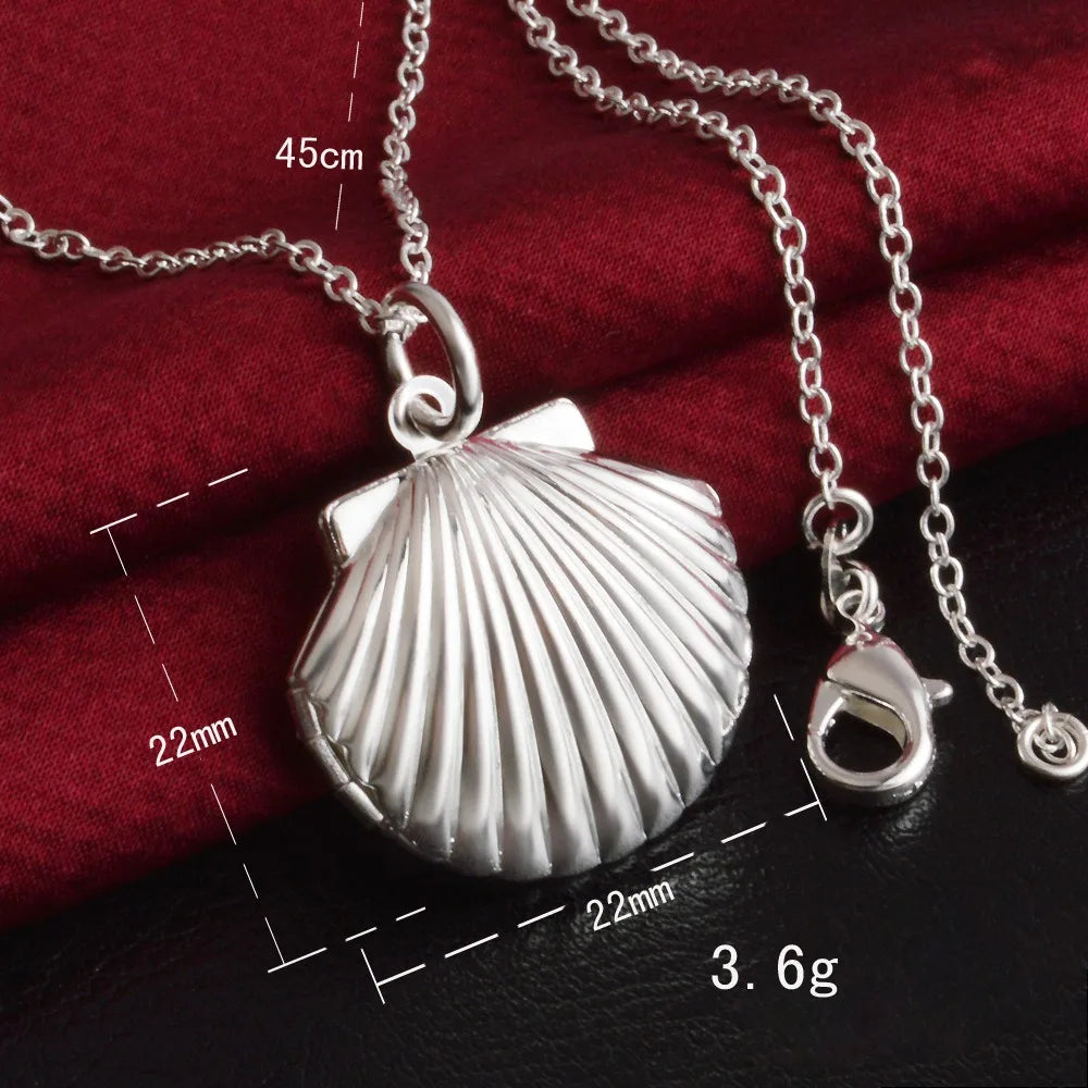 925 Sterling Silver Shell Pendant Necklace Women'S Exquisite Jewelry
