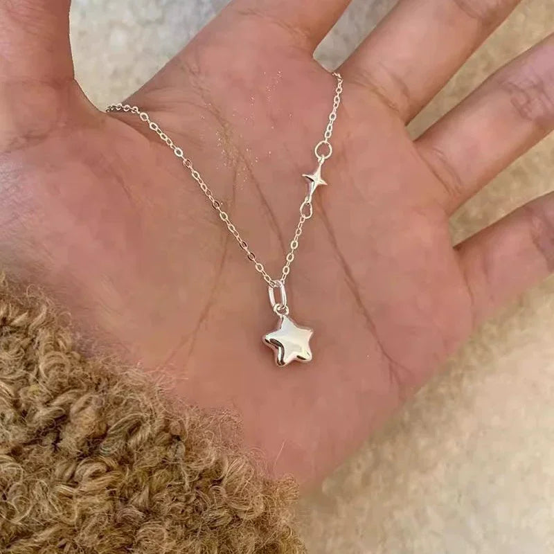 New Arrival 925 Sterling Silver Star Necklace for Women , Exquisite Five Pointed Star Chain