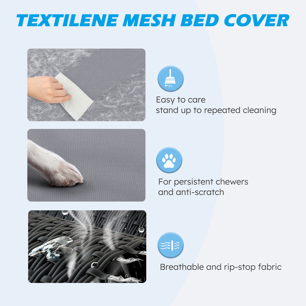 Elevated Dog Bed, Cooling Raised Pet Cot with Chew Proof Washable Breathable Mesh