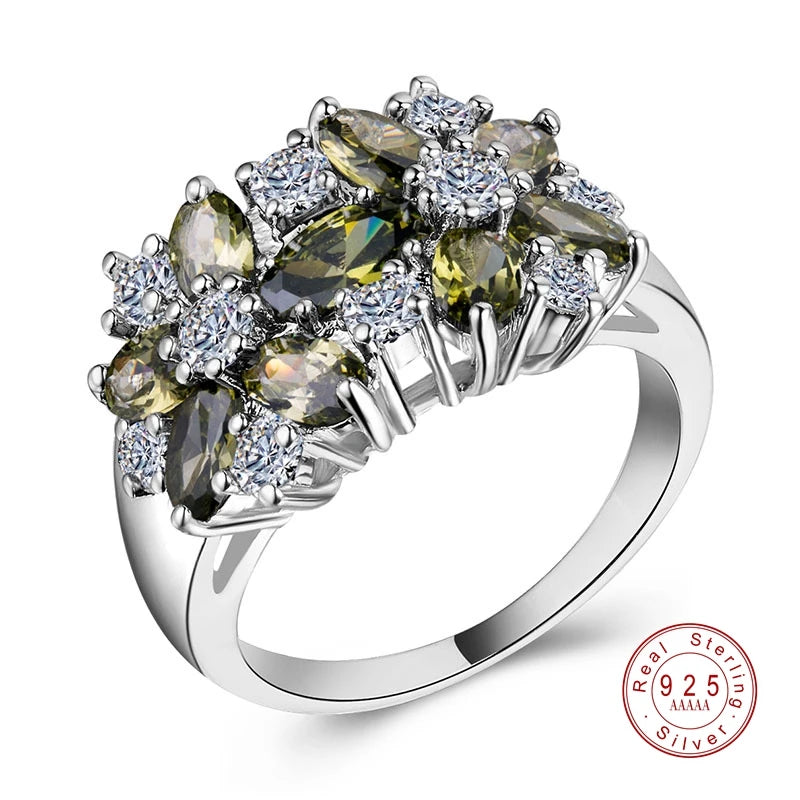Pure Sterling Sparkling 925 Silver Rings for Women CZ Crystal