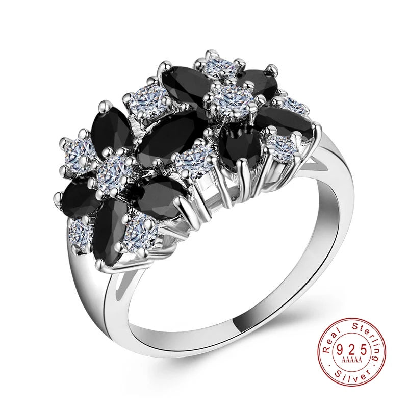 Pure Sterling Sparkling 925 Silver Rings for Women CZ Crystal