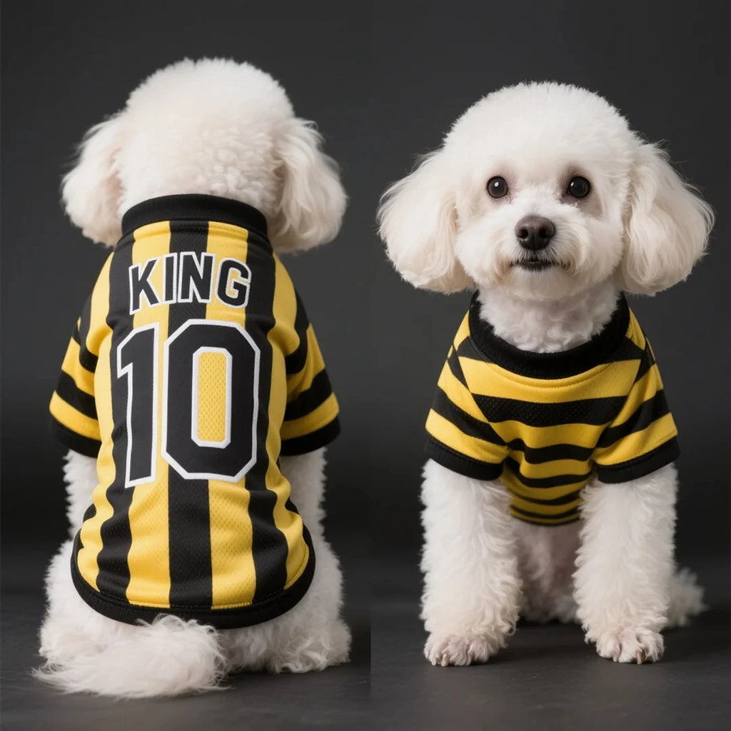 Dog Shirt Breathable Pet Sports Uniform Striped King 10