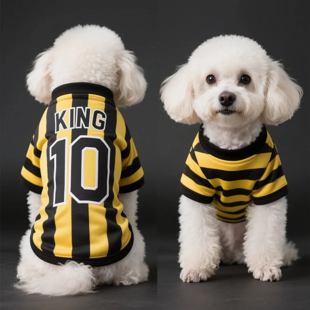 Dog Shirt Breathable Pet Sports Uniform Striped King 10