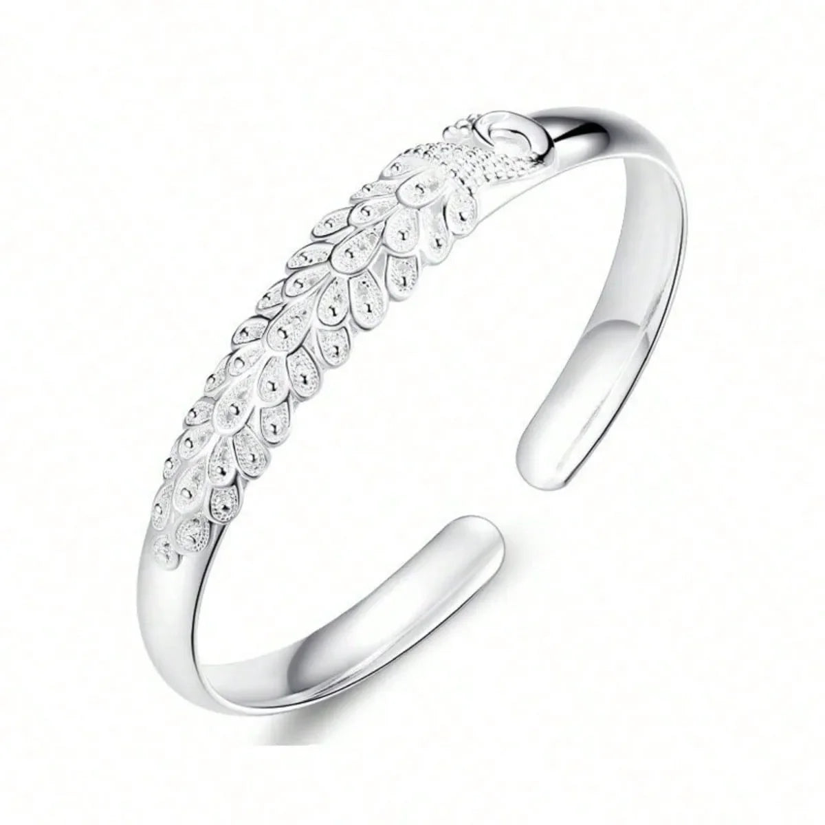 Elegant Peacock Spread Bracelet - Luxurious Designer Women's Open Bracelet
