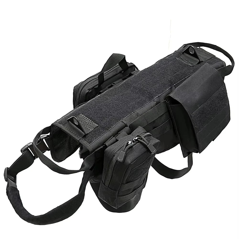 Large Dog Tactical Harness & Leash with MOLLE Pouches Military Vest with Handle