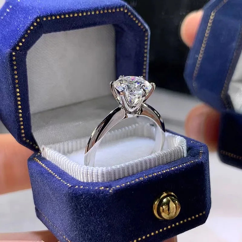 Solitaire ring Real 925 Sterling silver Rings for women