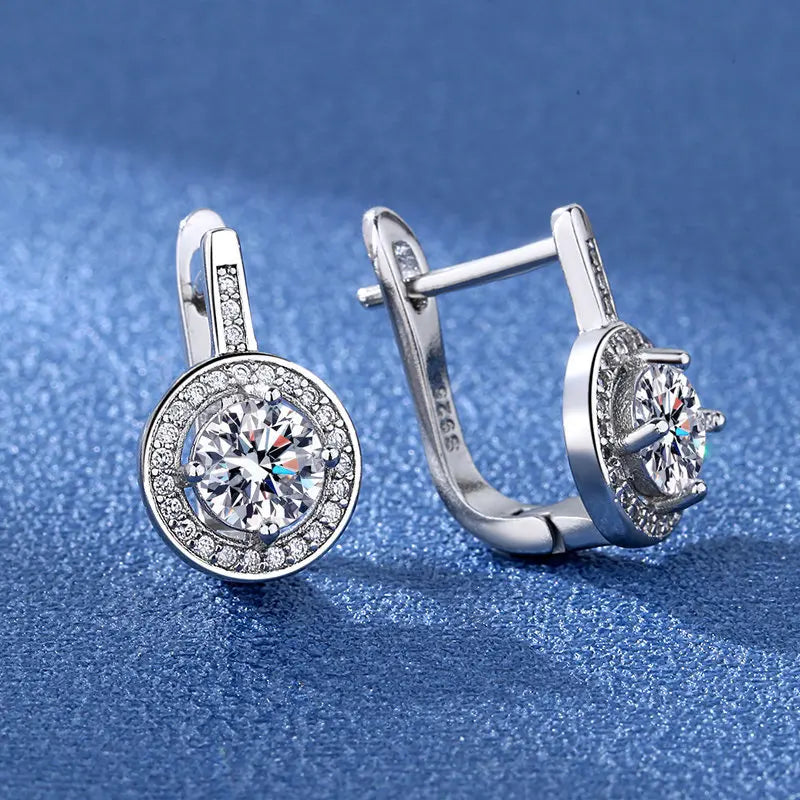 Luxury 925 Sterling Silver Earrings  High Quality White Zircon Earrings