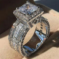 Shiny Halo Ring Inlaid Square Cut Shiny Zircon Elegant  Ring For Women