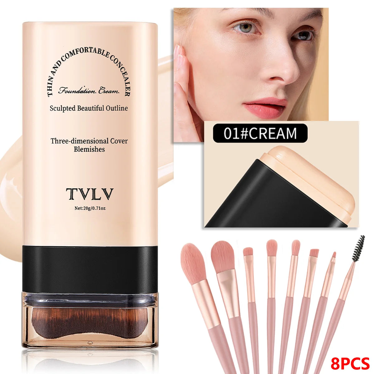2 In 1 Foundation Concealer Stick With Built-in Brush