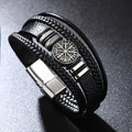 A Stylish Punk Multi-Layer Men's Bracelet, Trendy Compass Bracelet, Woven Rope Bracelet