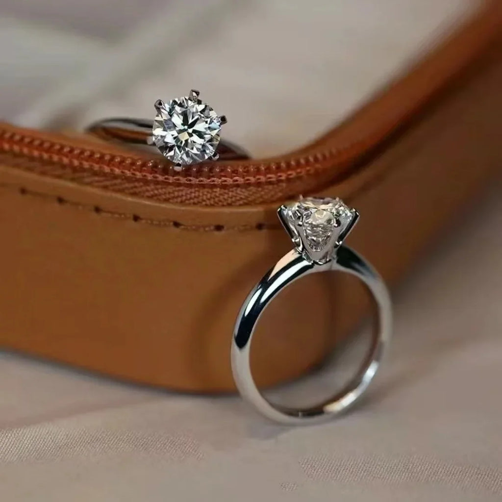 Solitaire ring Real 925 Sterling silver Rings for women