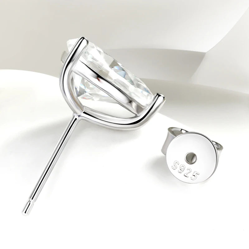 Luxury Pear Cut Certified Moissanite Stud Earrings for Women 100% 925 Sterling Silver Plated