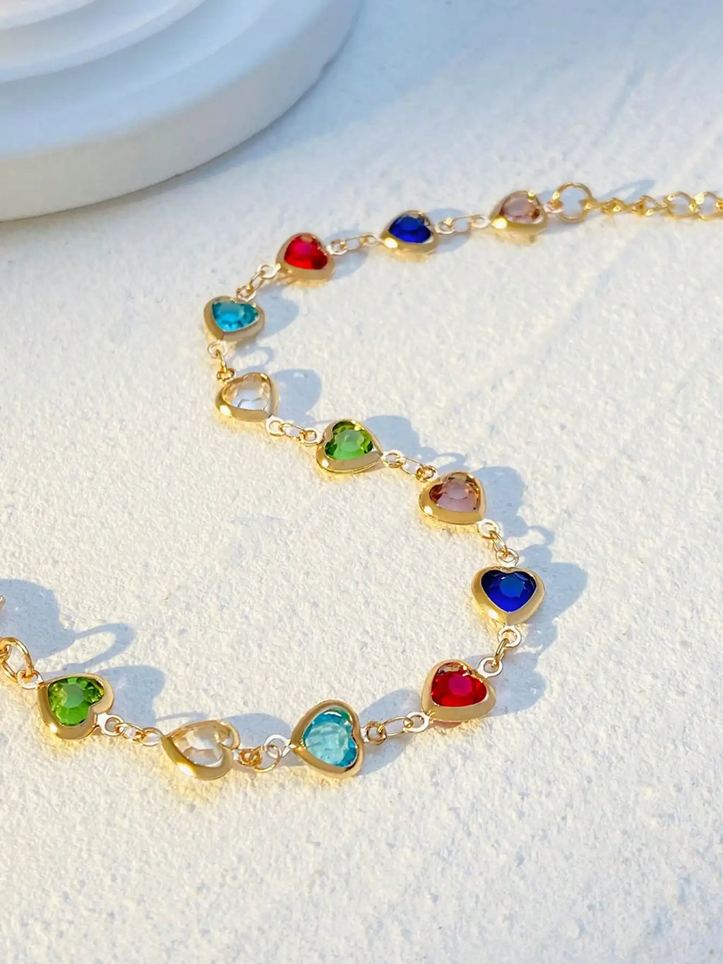 Colorful Shiny Cubic Heart Design Elegant Bracelet