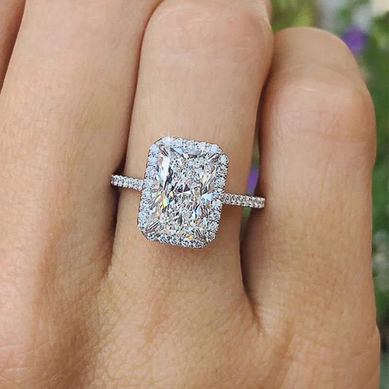 Beautiful classic 925 sterling silver square moissanite ring