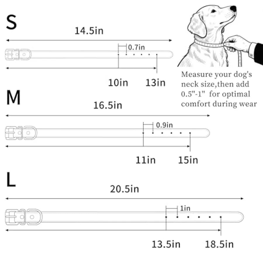 Soft Leather Dog Collar for Small, Medium, Large Dog, Comfortable and Adjustable