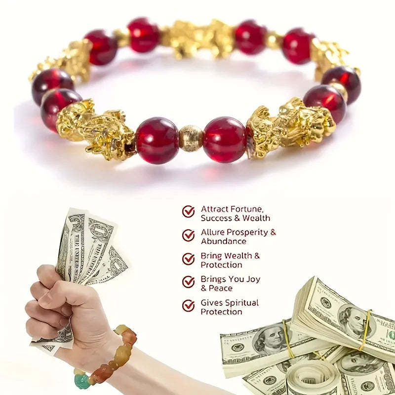 Golden and red pearl bracelet - A fashionable glass jewelry