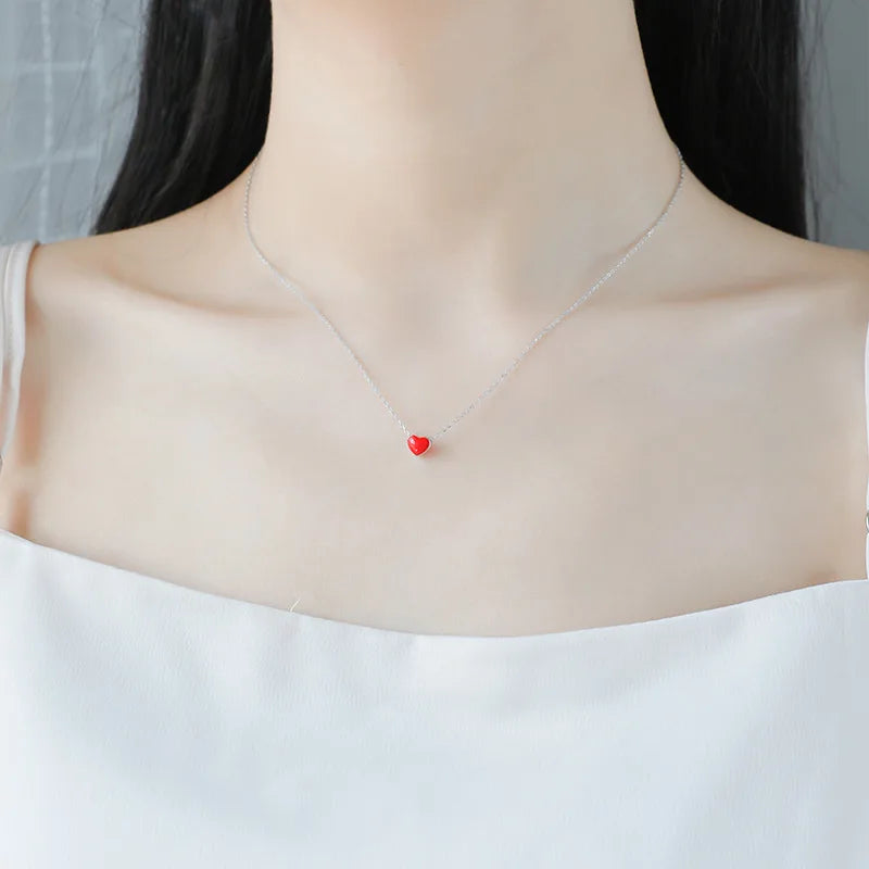 Elegant 925 Sterling Silver Jewelry Heart Choker Necklaces for Women