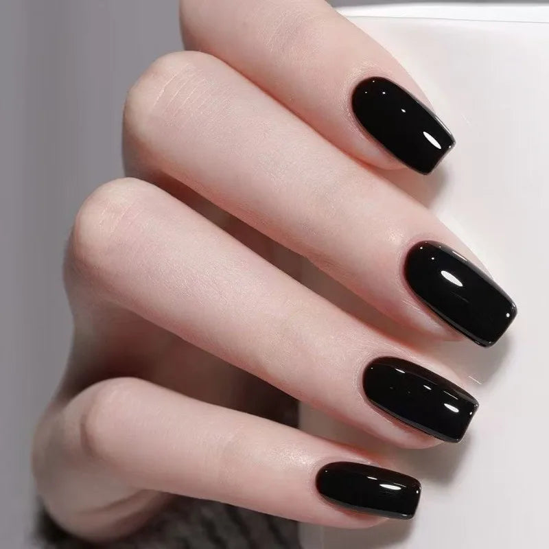24Pcs Shiny Wine Red False Nails Artificial Press On Fake Nail Short Stiletto DIY Lady Nails