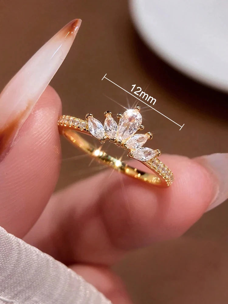 Beautiful 925 Sterling Silver Simple Classic Marquise Zircon Ring For Women