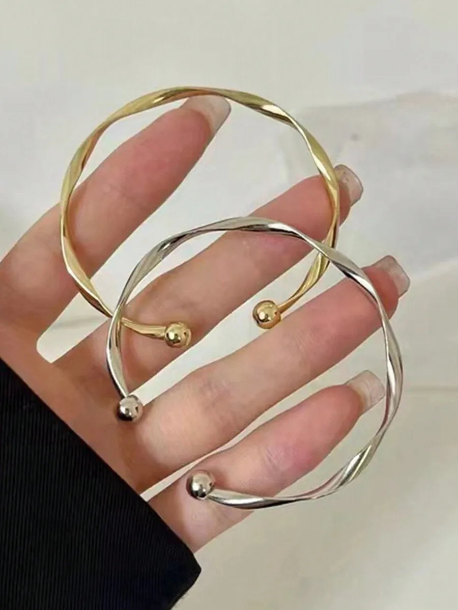Mint Blue Twisted Adjustable Cuff Bangle For Women Fashion Jewelry