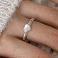 Lovely 925 Sterling Silver Ring For Women  Heart Stone Simple Open Vintage Handmade Ring Allergy For Party Birthday Gift