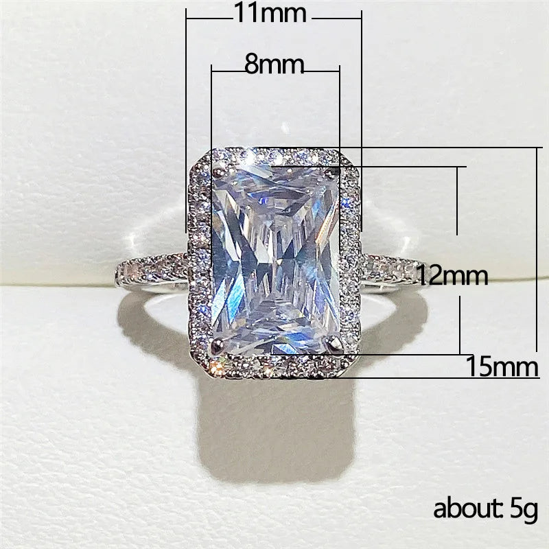 Beautiful classic 925 sterling silver square moissanite ring