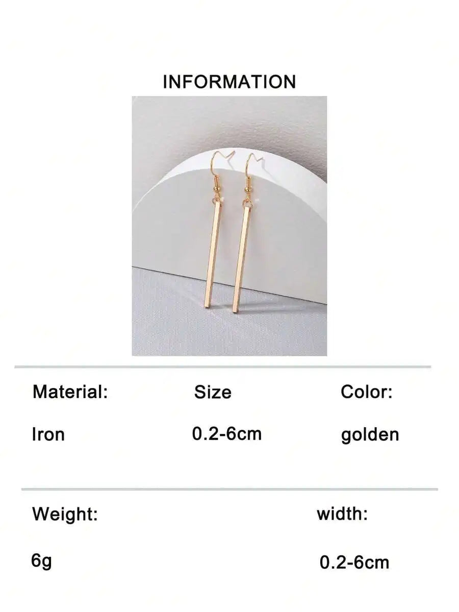 Rectangle Drop Earrings For Women Gold Tone Fashion Jewelry